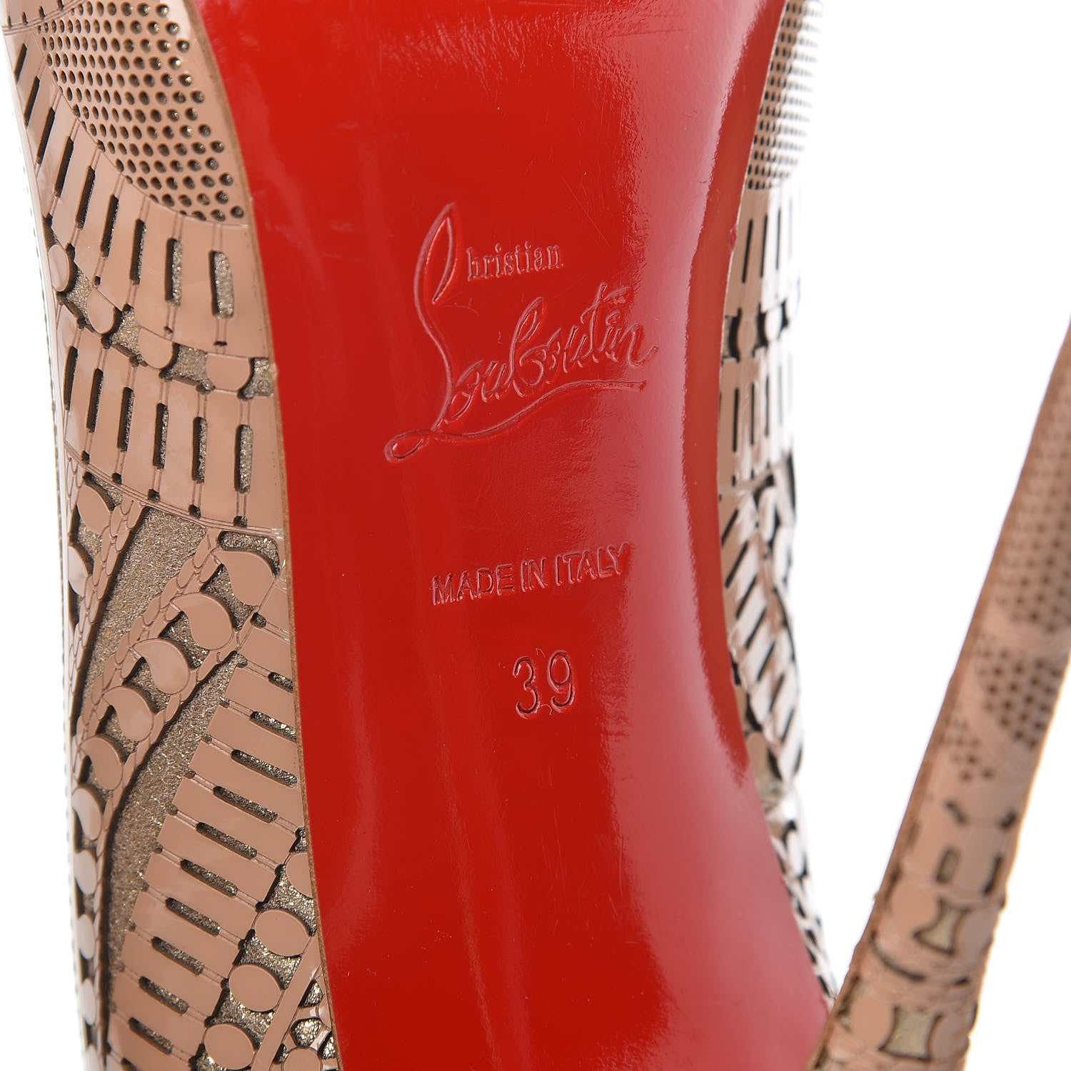 Christian Louboutin Patent Suede Burma Laser Cut Kristali 120 Pumps 39 Nude 8 of 12