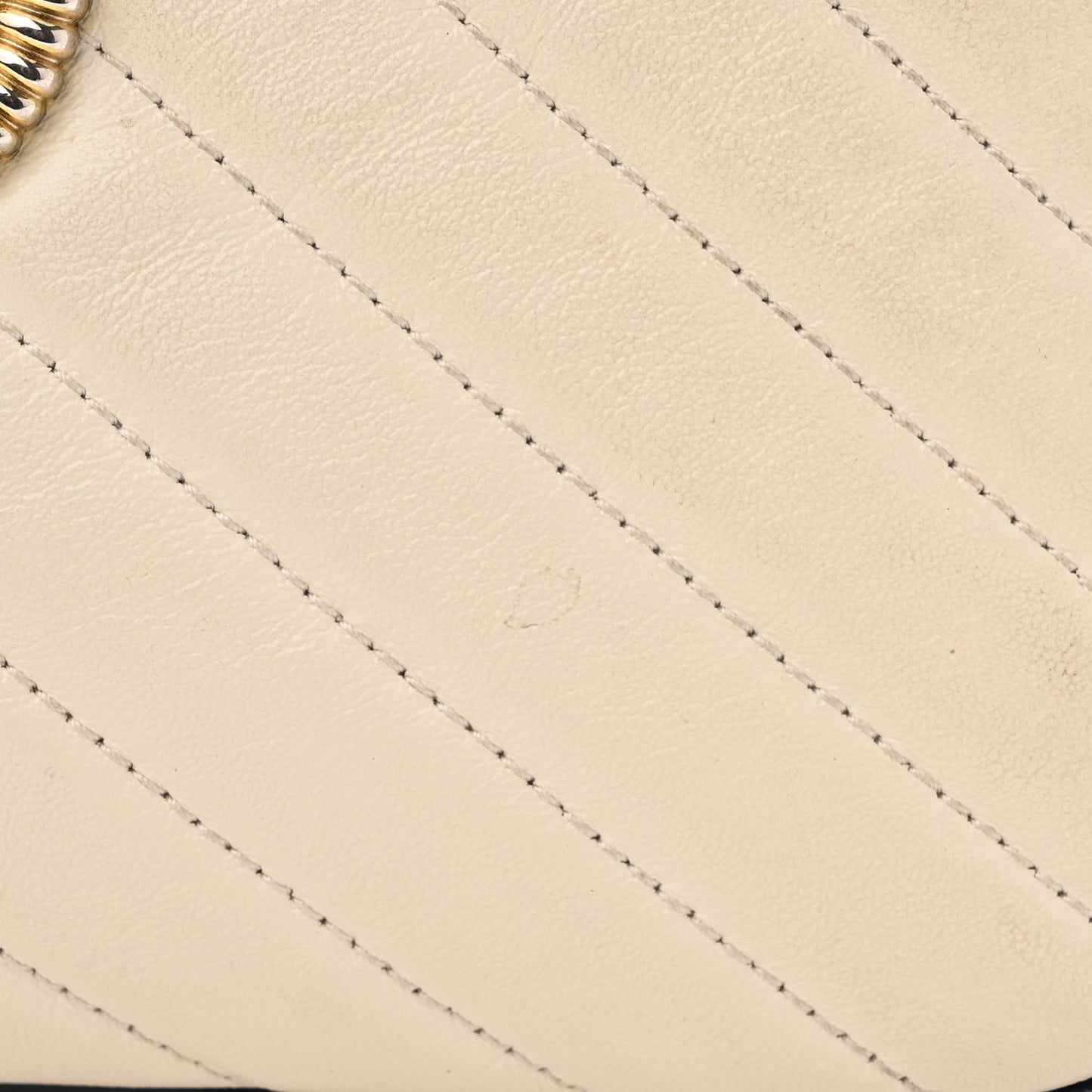 Vintage Effect Calfskin Matelasse Diagonal Small Torchon GG Marmont Chain Shoulder Bag Mystic White Blue Agata