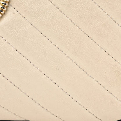 Gucci Vintage Effect Calfskin Matelasse Diagonal Small Torchon GG Marmont Chain Shoulder Bag Mystic White Blue Agata 11 of 20