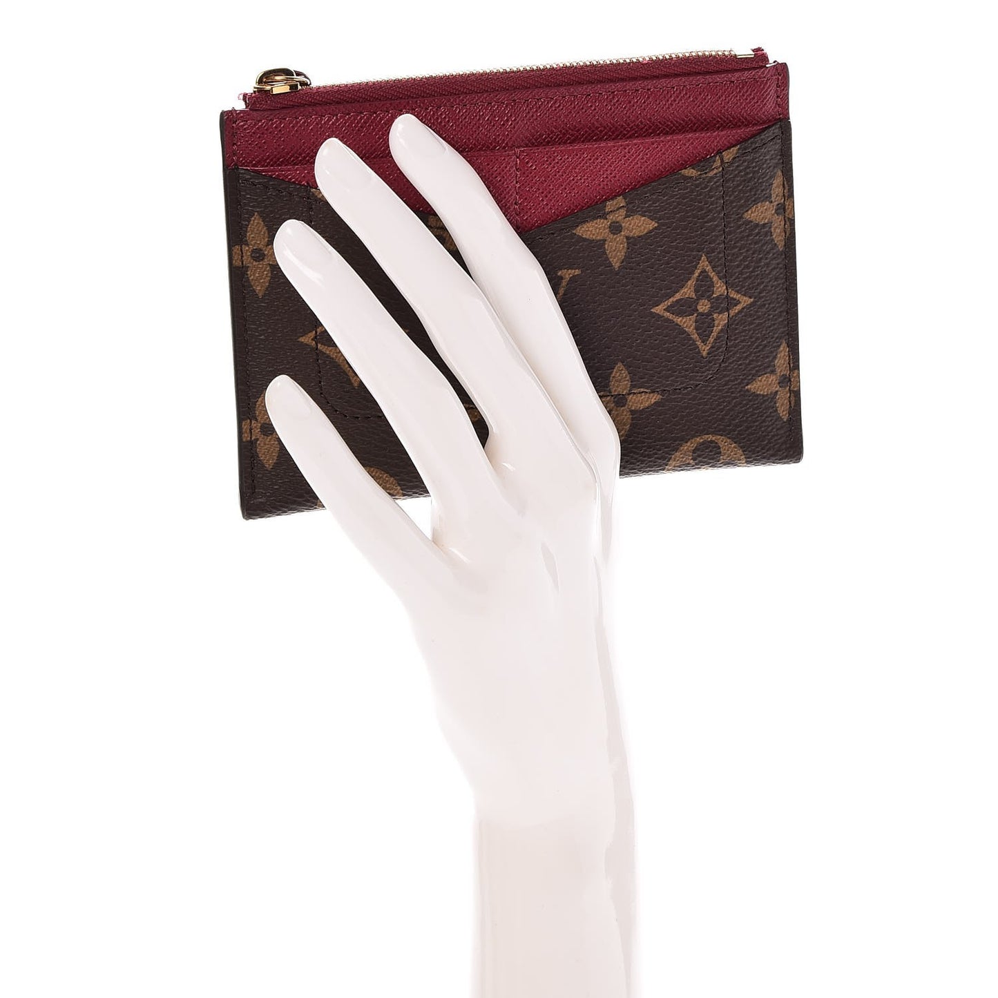 Monogram Zipped Card Holder Fuchsia
