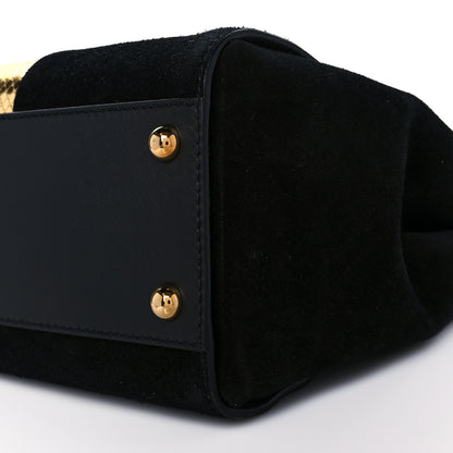 Burberry Suede Calfskin Watersnake Medium Buckle Tote Black Gold 10 of 10