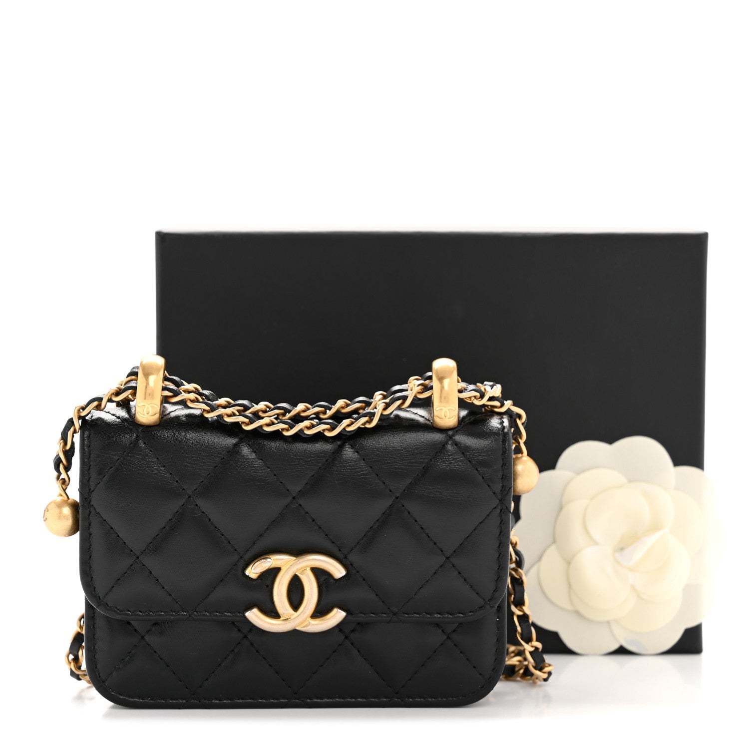 Chanel Calfskin Quilted Perfect Fit Coin Purse With Chain Black 13 of 13