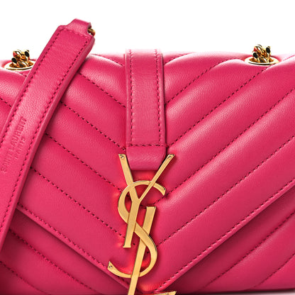 Saint Laurent Calfskin Matelasse Chevron Classic Monogram Baby Chain Bag Fuchsia 8 of 11