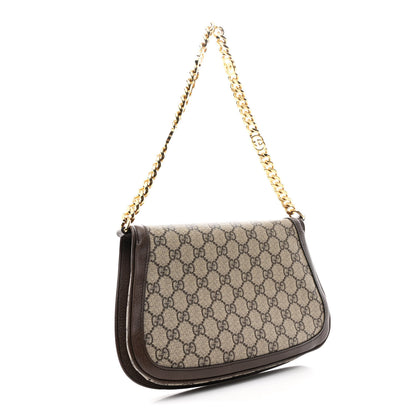 Gucci GG Supreme Monogram Textured Dollar Calfskin Blondie Chain Shoulder Flap Bag Beige Ebony New Acero 3 of 10