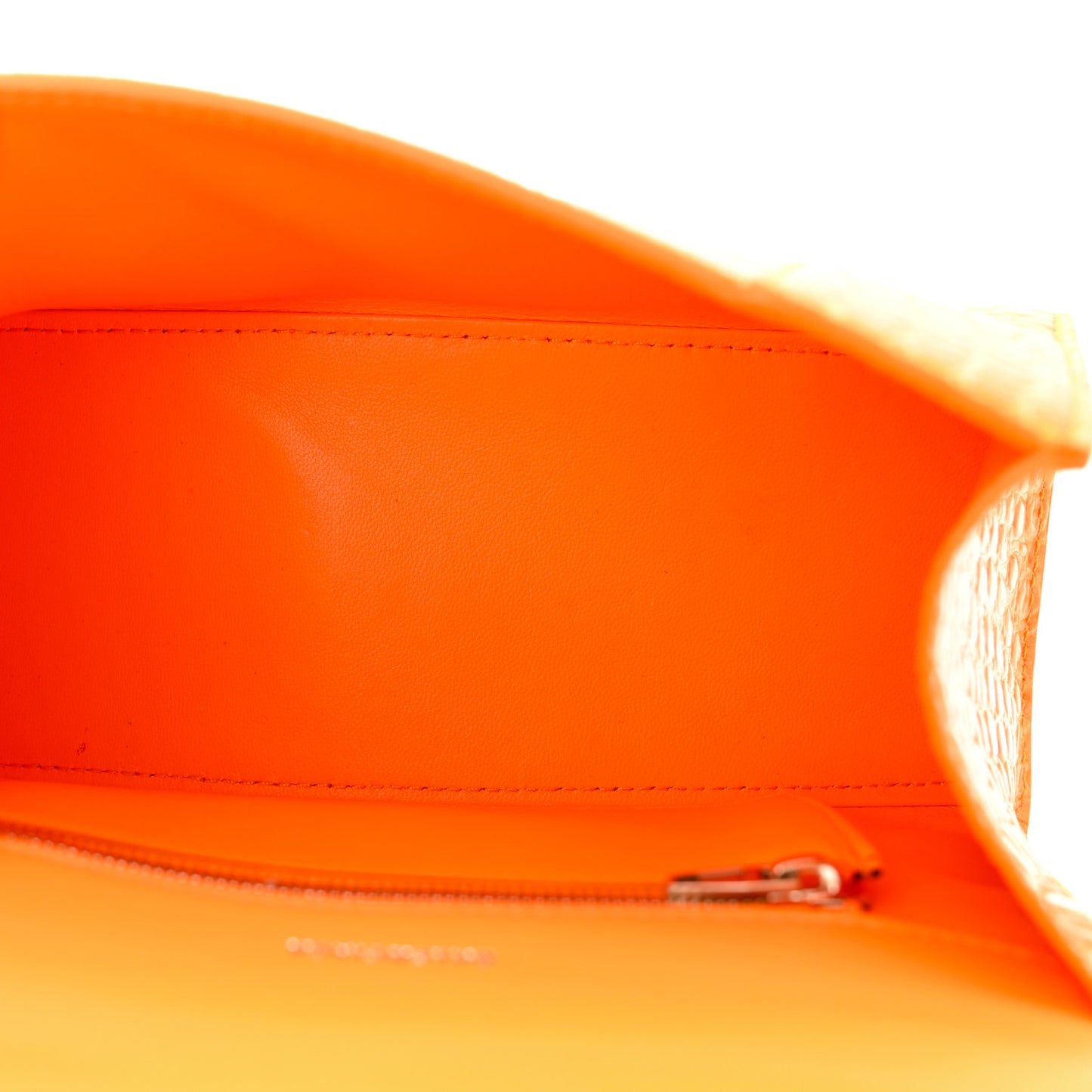 Shiny Calfskin Crocodile Embossed Small Hourglass Top Handle Bag Pop Orange