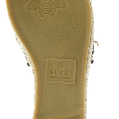 Gucci Monogram Matelasse GG Marmont Espadrille 20mm Slide Sandals 37 Beige Ebony Black 7 of 11
