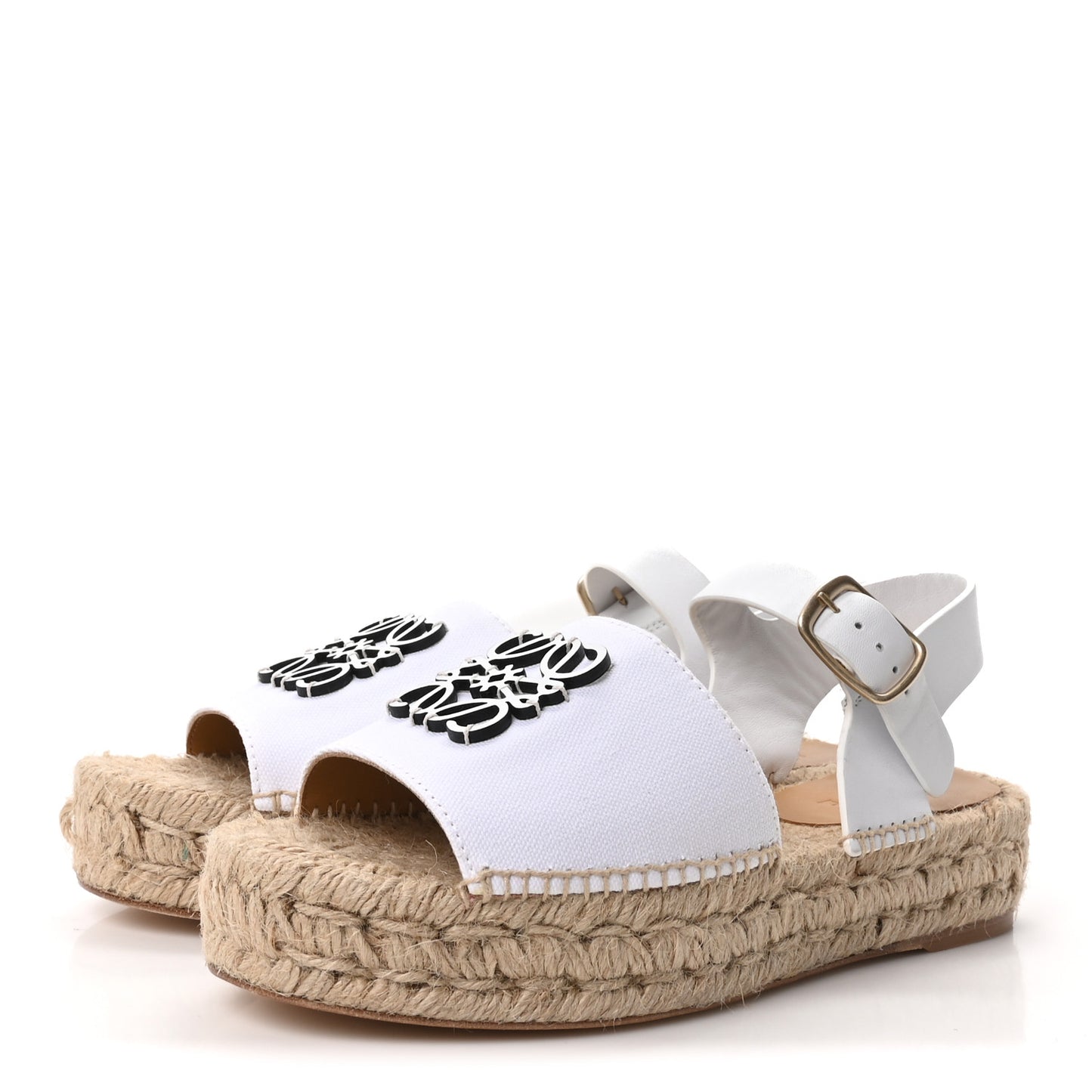 Raffia Logo Espadrille Sandals 40 Natural White