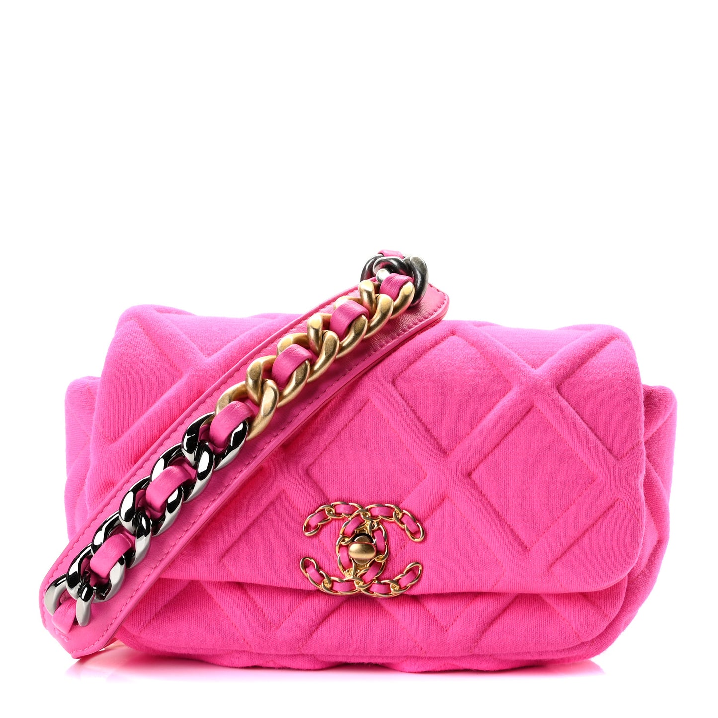Jersey Quilted Chanel 19 Waist Bag Pink