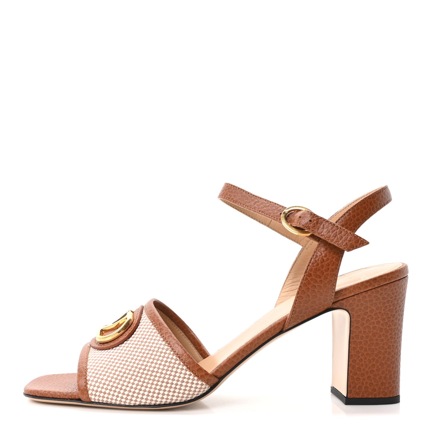 Canvas Grained Calfskin VLogo 75mm Sandals 39 Beige Selleria