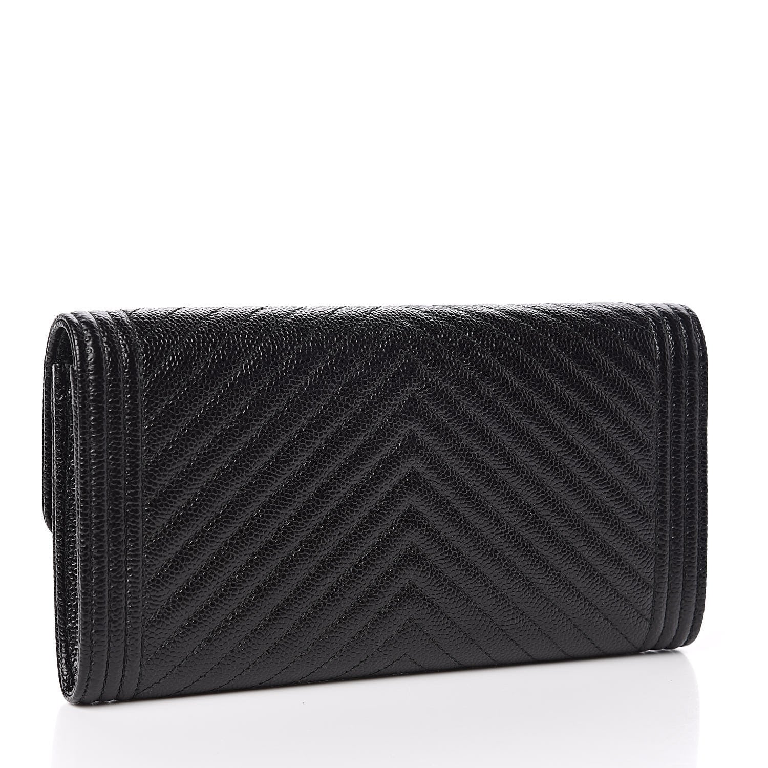 Chanel Caviar Chevron Quilted Boy Flap Wallet Black 3 of 9