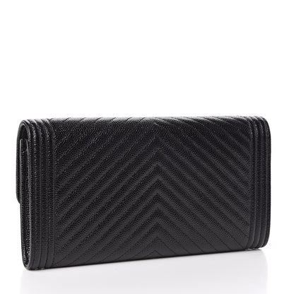 Chanel Caviar Chevron Quilted Boy Flap Wallet Black 3 of 9