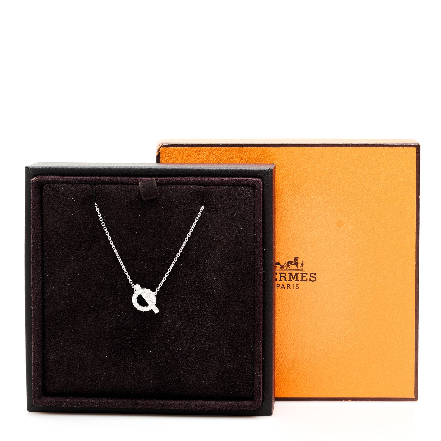 Hermes 18K White Gold Diamond Finesse Pendant Necklace 6 of 6