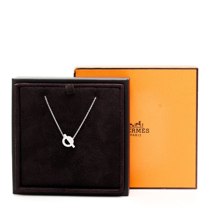 Hermes 18K White Gold Diamond Finesse Pendant Necklace 6 of 6