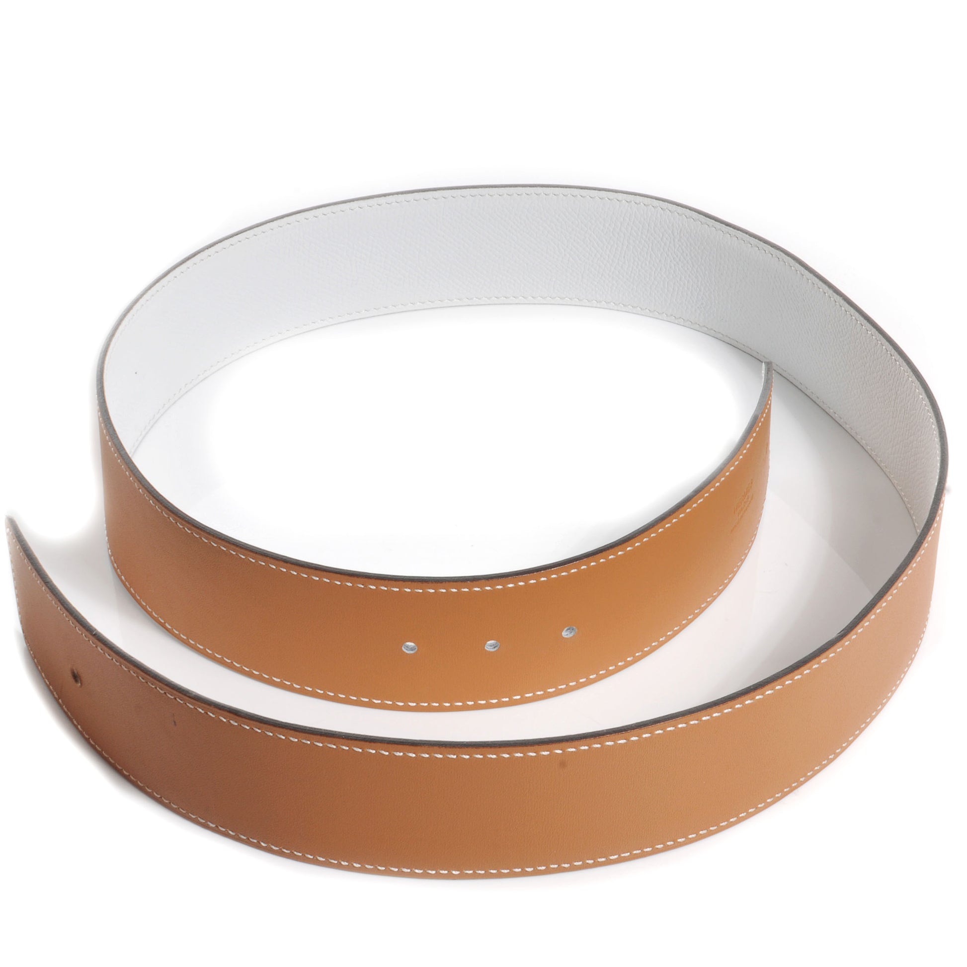 Hermes Chamonix Epsom Reversible 42mm Belt Strap 80 Natural Blanc 3 of 6