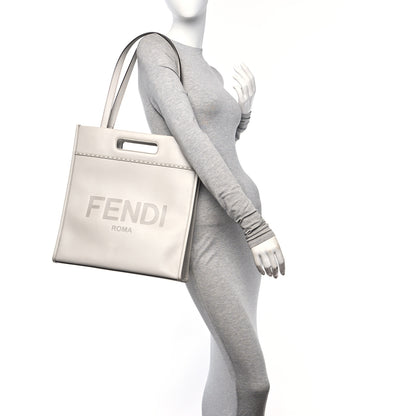 Fendi Vitello King Logo Embossed Shopping Tote Green Tea 2 of 9