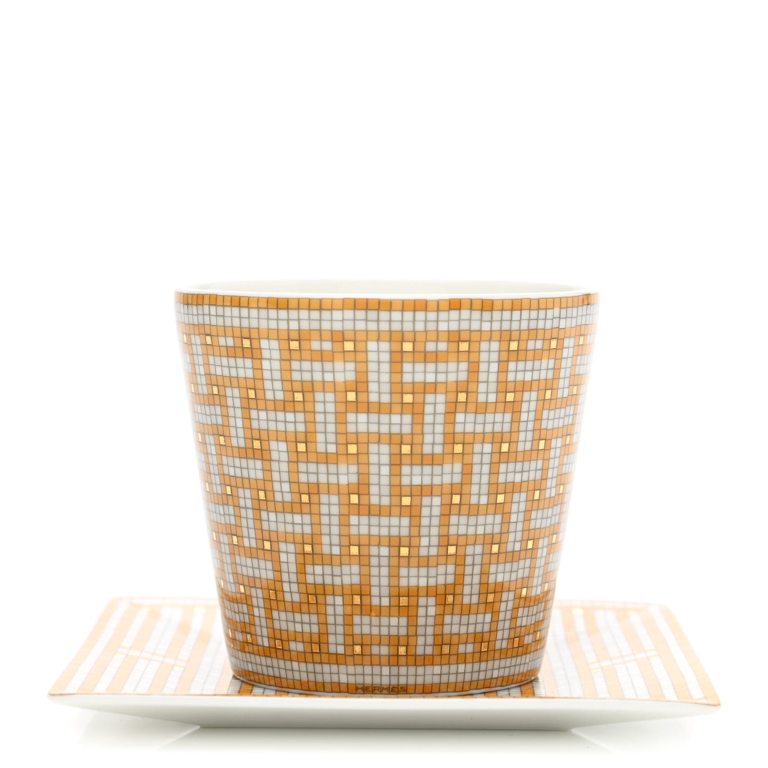 Hermes Porcelain Mosaique Au 24 Porcelain Candle Tumbler Gold 1 of 10
