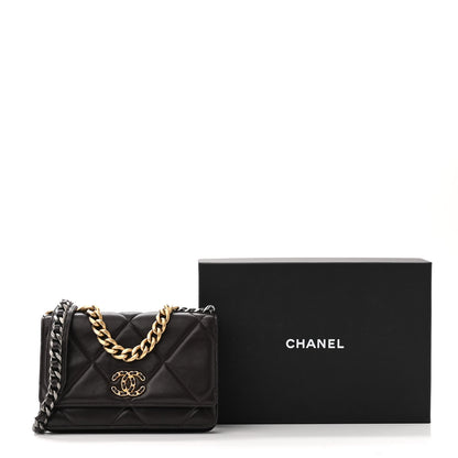 Chanel Lambskin Quilted Chanel 19 Wallet On Chain WOC Dark Brown 12 of 12