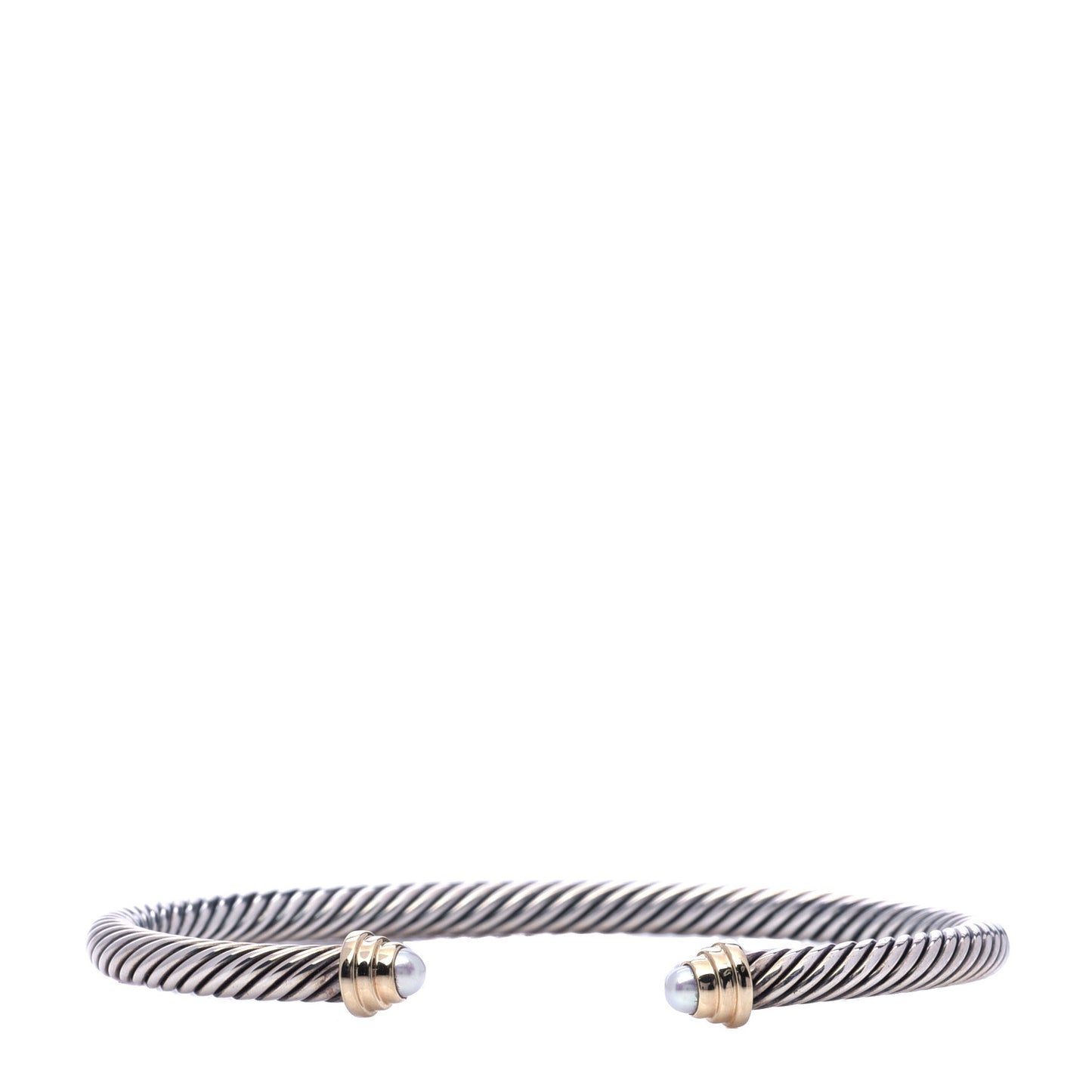 Sterling Silver 14K Yellow Gold Pearl 4mm Cable Kids Birthstone Bracelet
