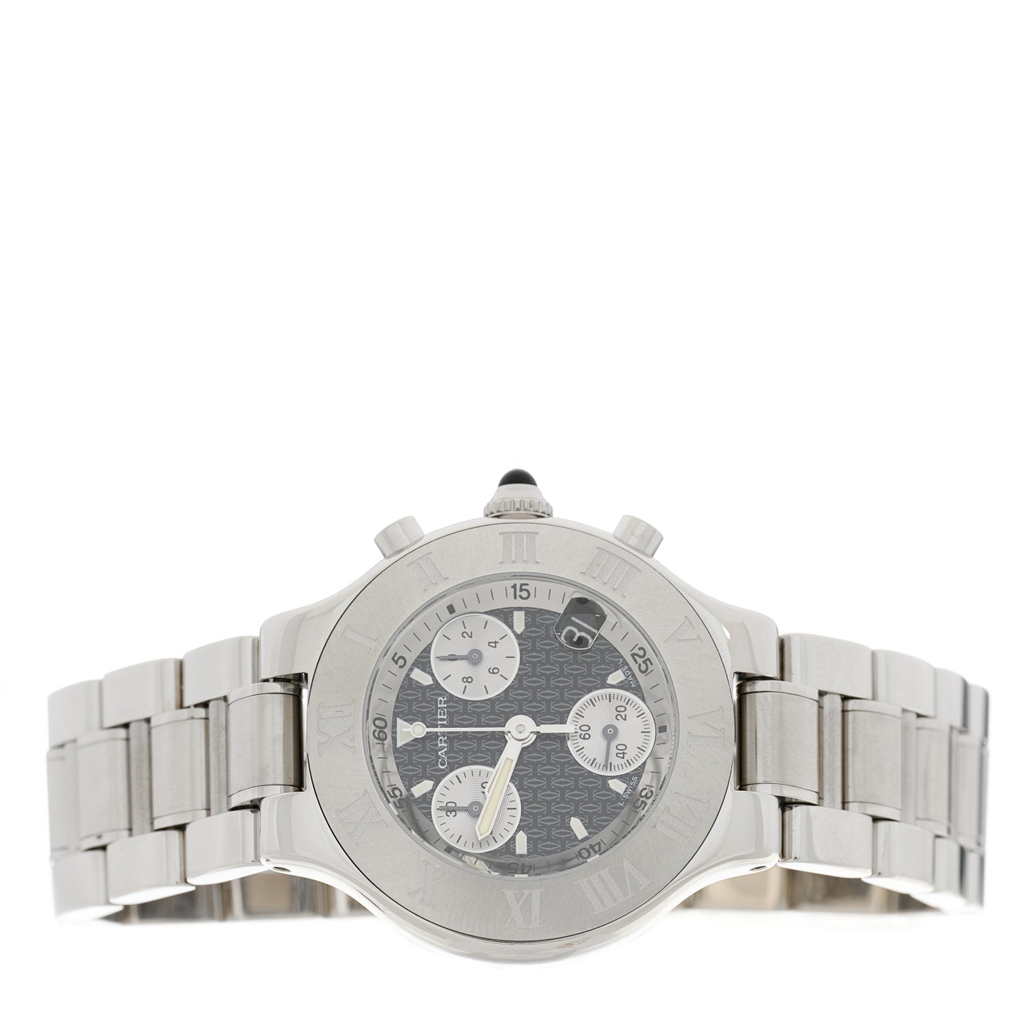 Stainless Steel 38mm Must de 21 Chronoscaph Quartz Watch Black