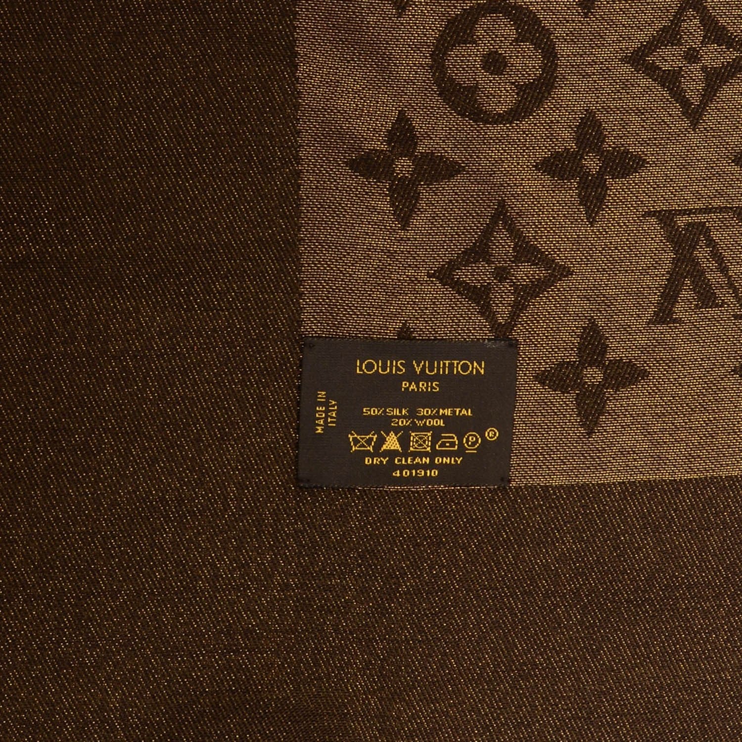 Louis Vuitton Silk Lurex Wool Monogram Shine Shawl Marron 5 of 5