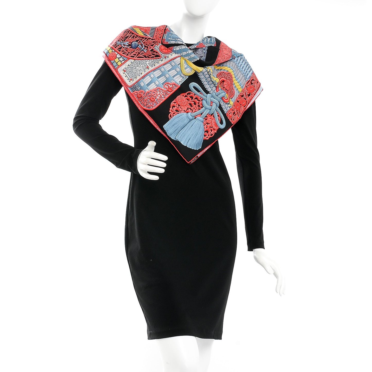 Silk Parures de Samouraïs Scarf 90 Black Rouge Blue Jean