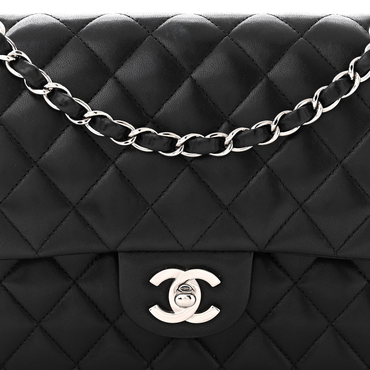 Chanel Lambskin Quilted Medium Double Flap Black 8 of 12