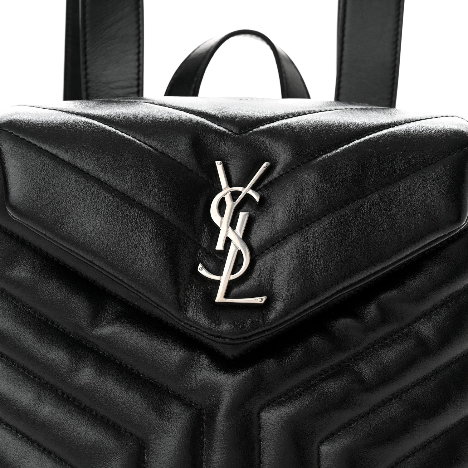 Saint Laurent Calfskin Y Quilted Monogram Small Loulou Backpack Black 8 of 10
