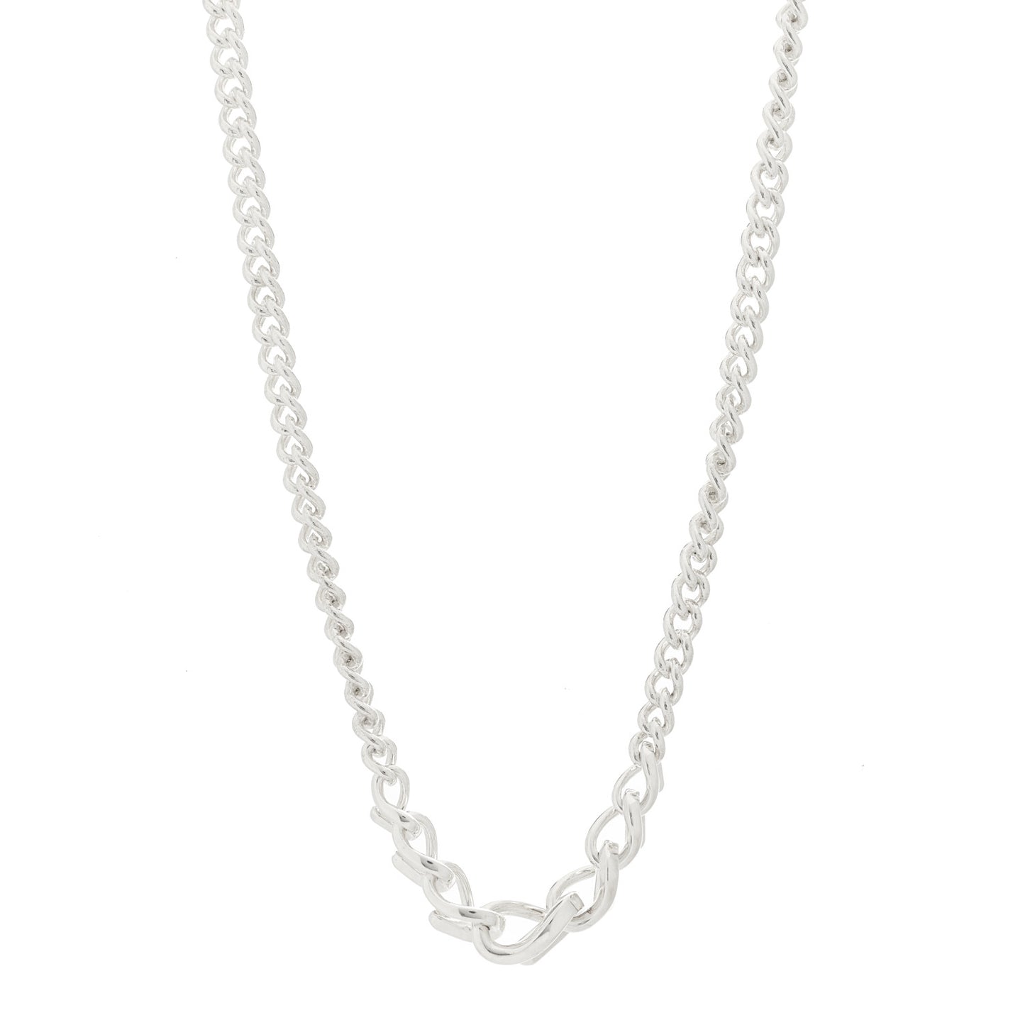 Sterling Silver Forge Graduated Link Necklace
