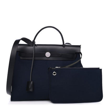 Hermes Toile Vache Hunter Herbag Zip PM 31 Bleu Marine Black 1 of 4