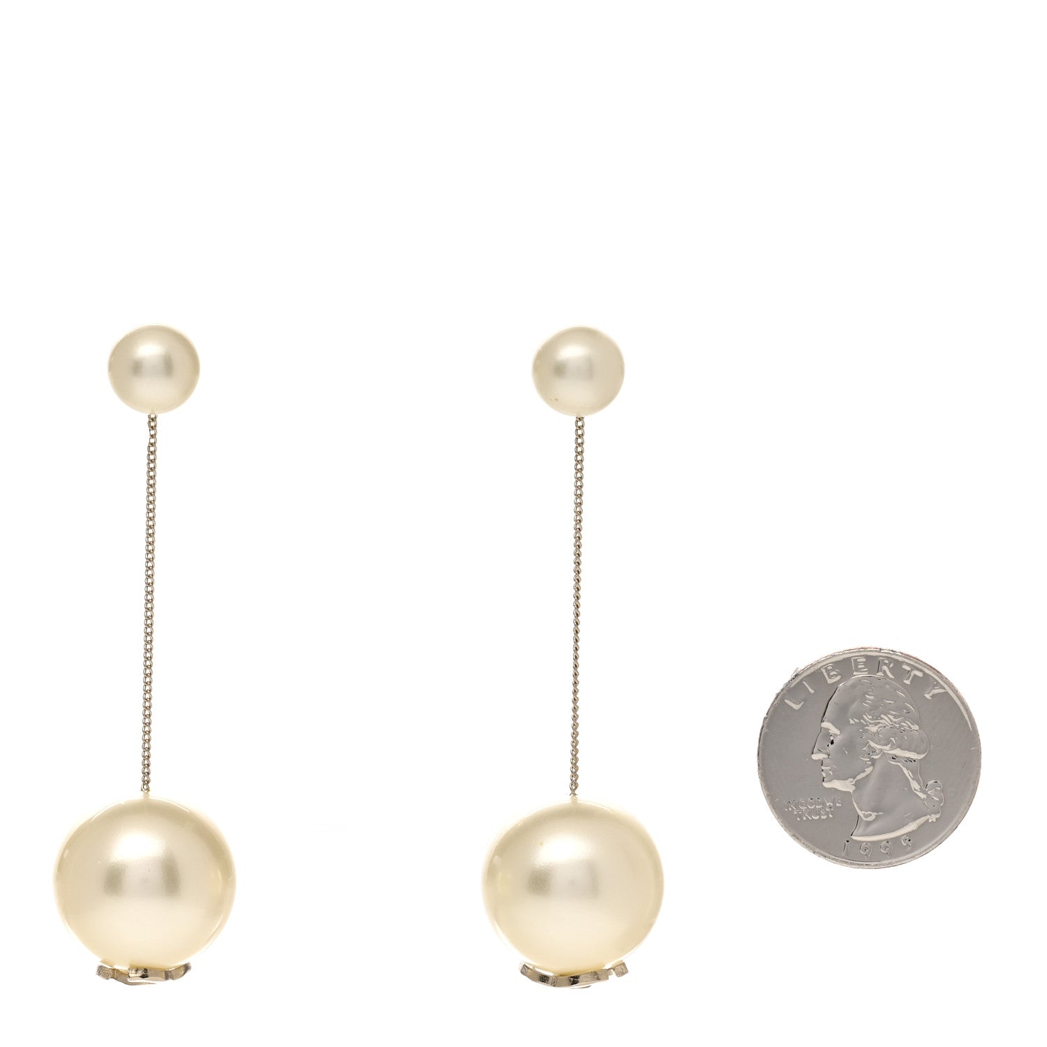 Chanel Pearl CC Chain Drop Earrings Gold 2 of 4