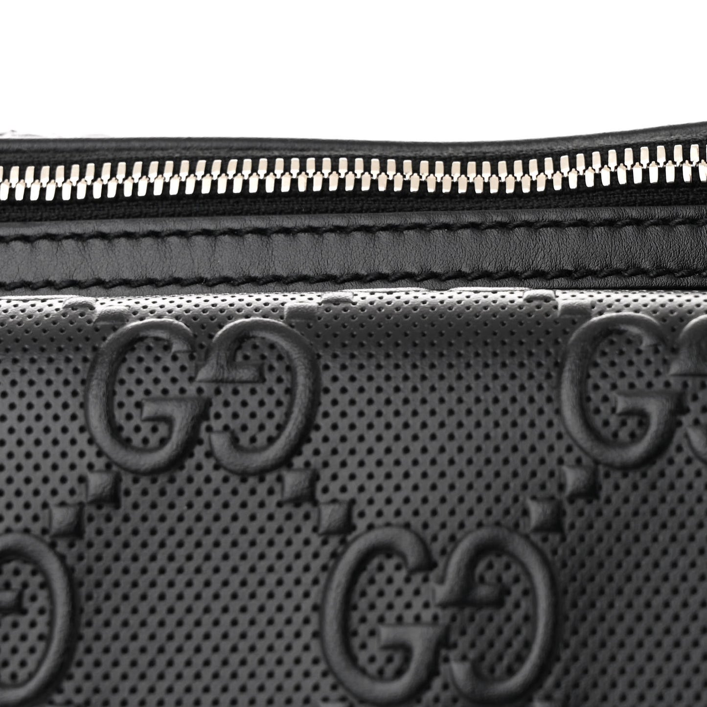 Calfskin GG Tennis Embossed Pocket Belt Bag Black