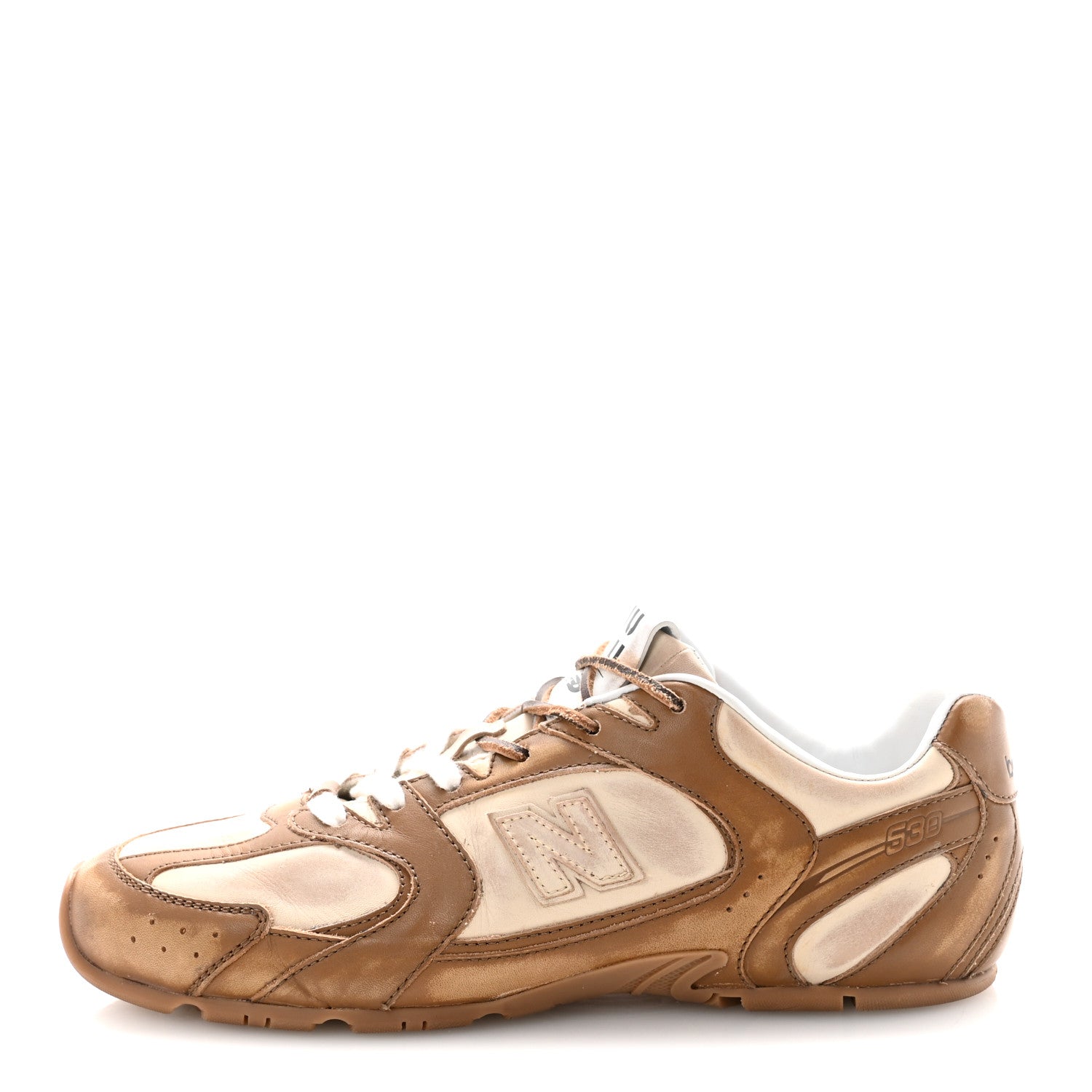 Miu Miu X NEW BALANCE Bleached Calfskin 530 SL Sneakers 41 Cinnamon Travertine Gray 1 of 10