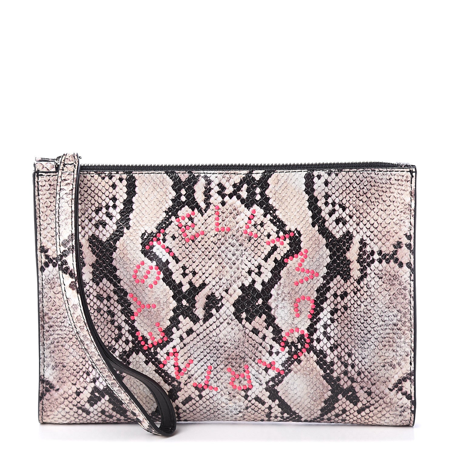 Stella McCartney Eco Python Soft Alter Nappa Perforated Logo Pouch Brown 1 of 5