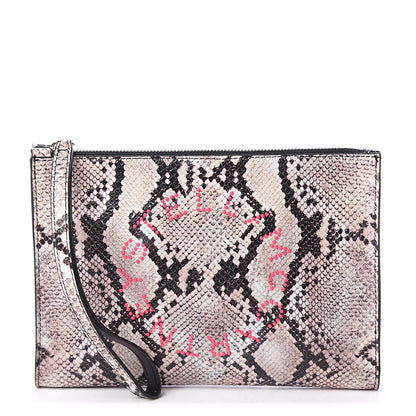 Stella McCartney Eco Python Soft Alter Nappa Perforated Logo Pouch Brown 1 of 5