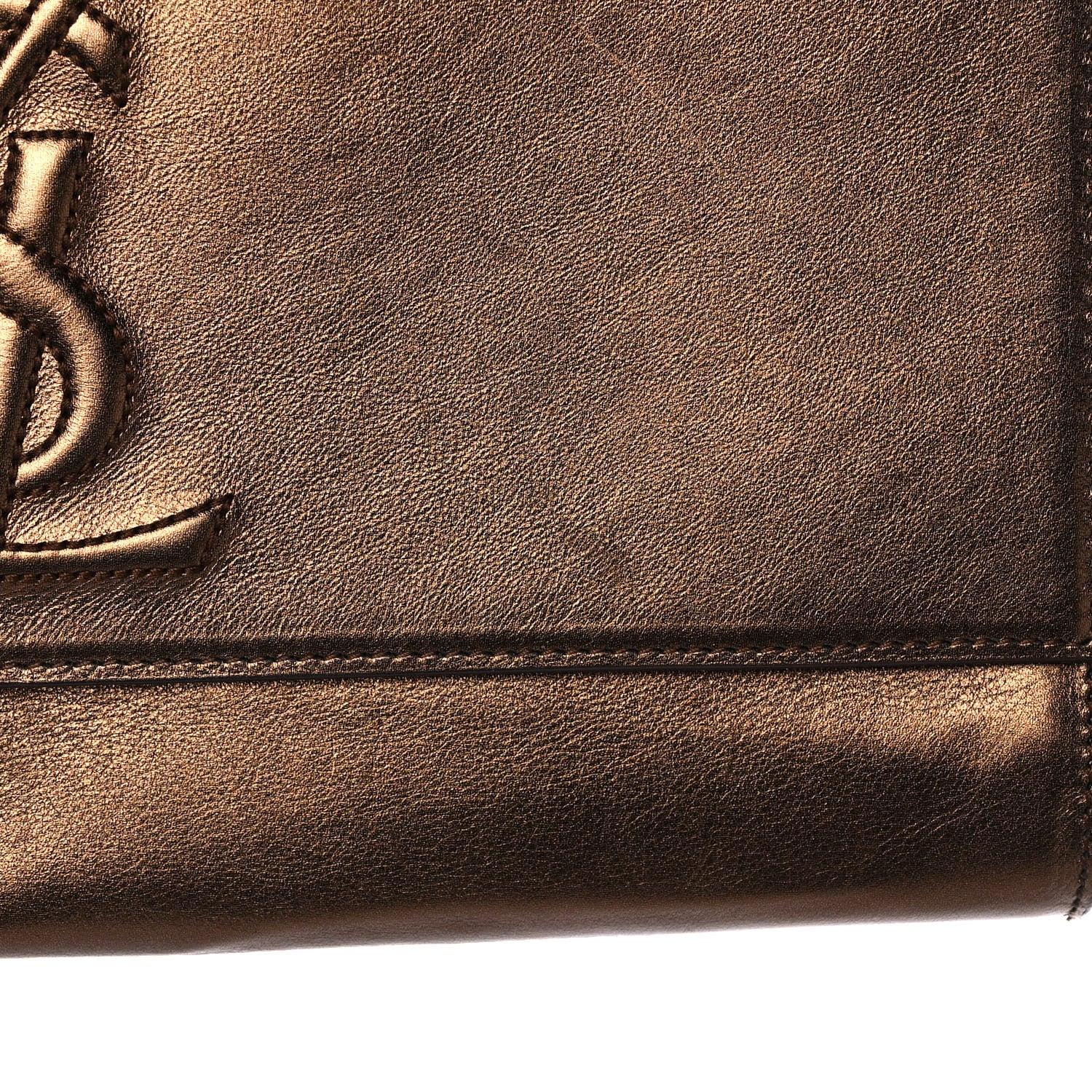 Saint Laurent Metallic Calfskin Monogram Large Belle De Jour Clutch Bronze 12 of 12
