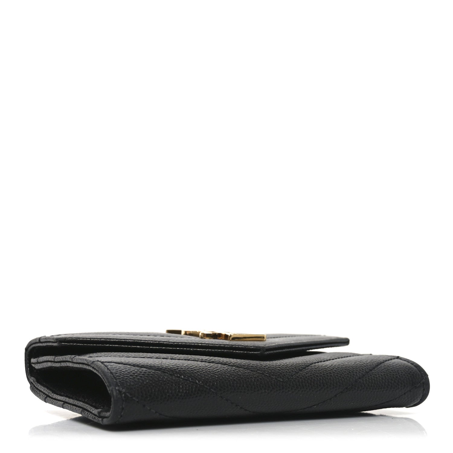Saint Laurent Grain De Poudre Matelasse Chevron Small Monogram Envelope Wallet Black 4 of 7