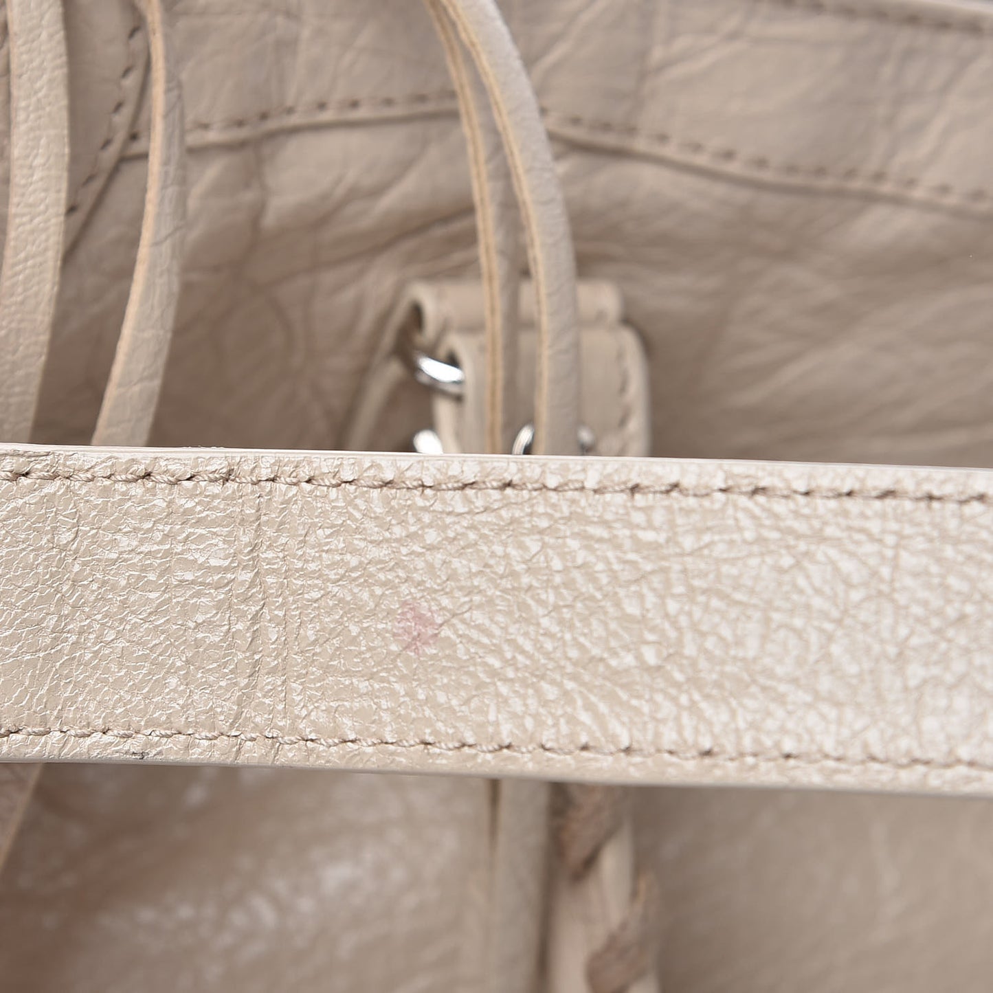 Agneau Classic Silver Hardware S City Logo Strap Light Beige Black