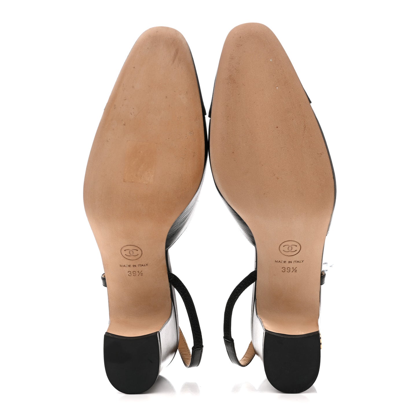 Goatskin Grosgrain Cap Toe CC Slingback Pumps 39.5 Black