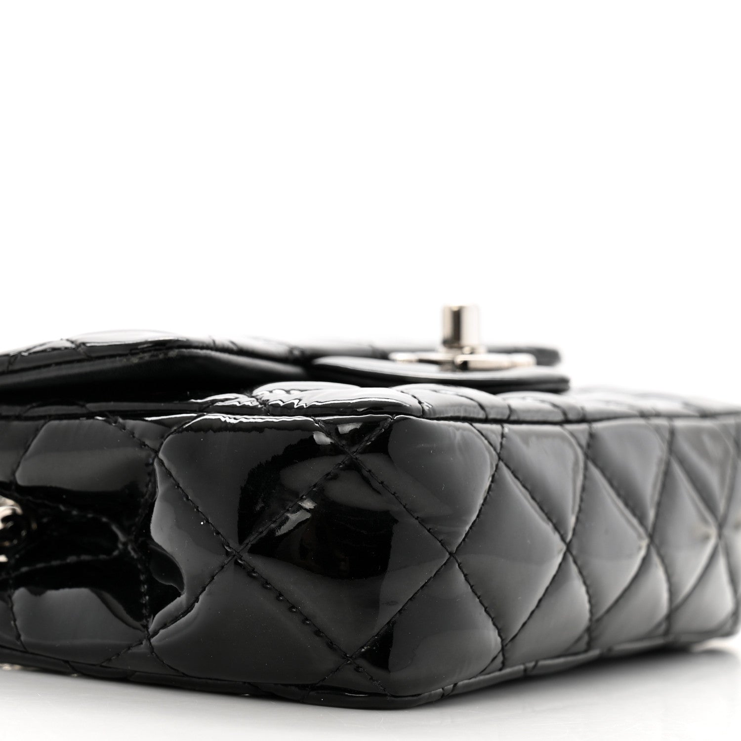 Chanel Patent Calfskin Quilted Extra Mini Rectangular Flap Black 9 of 12