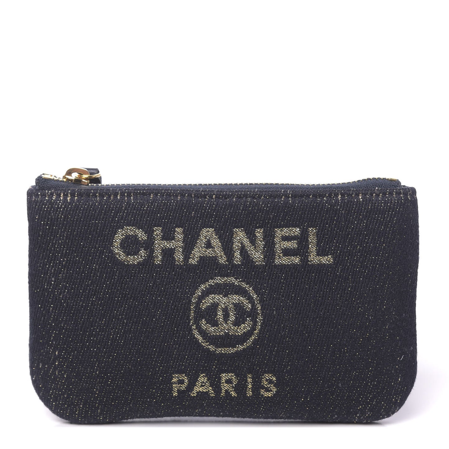 Lurex Canvas Deauville Cosmetic Pouch Navy Blue Gold