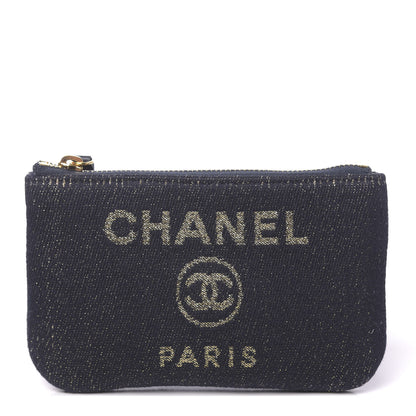 Chanel Lurex Canvas Deauville Cosmetic Pouch Navy Blue Gold 1 of 8