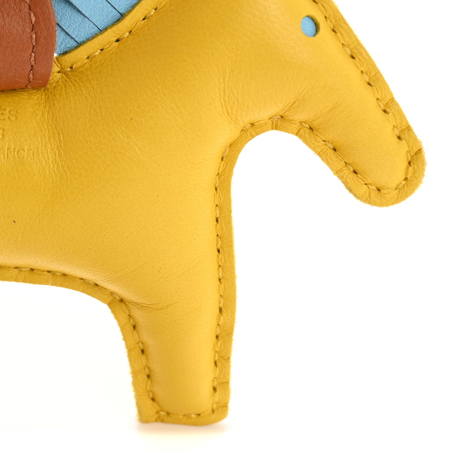 Hermes Milo Lambskin Grigri Rodeo Horse Bag Charm PM Jaune De Naples Celeste Gold 3 of 8