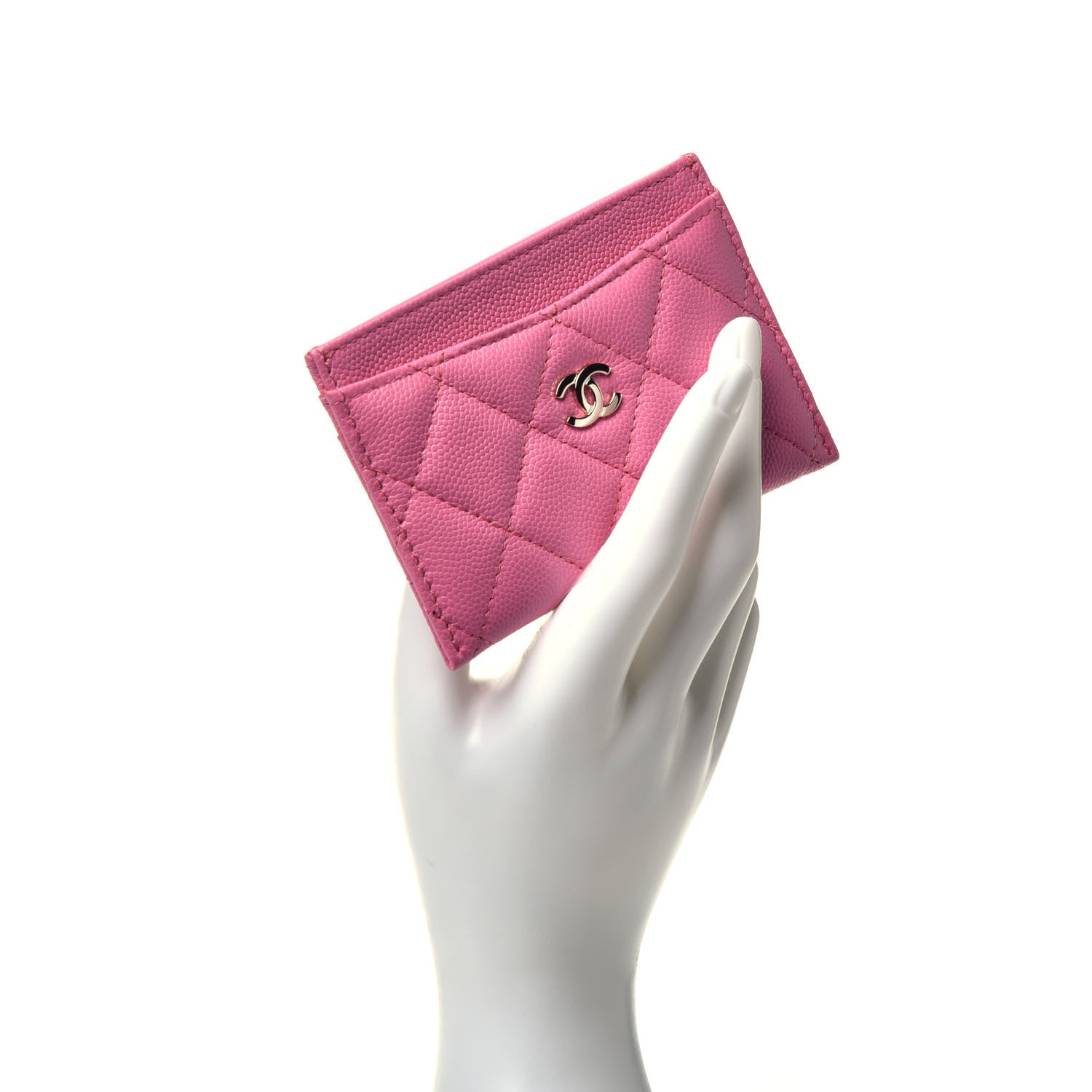 Chanel Caviar Quilted Card Holder Pink 2 of 9