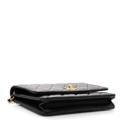 Chanel Lambskin Quilted CC Pearl Crush Wallet on Chain WOC Black 4 of 12