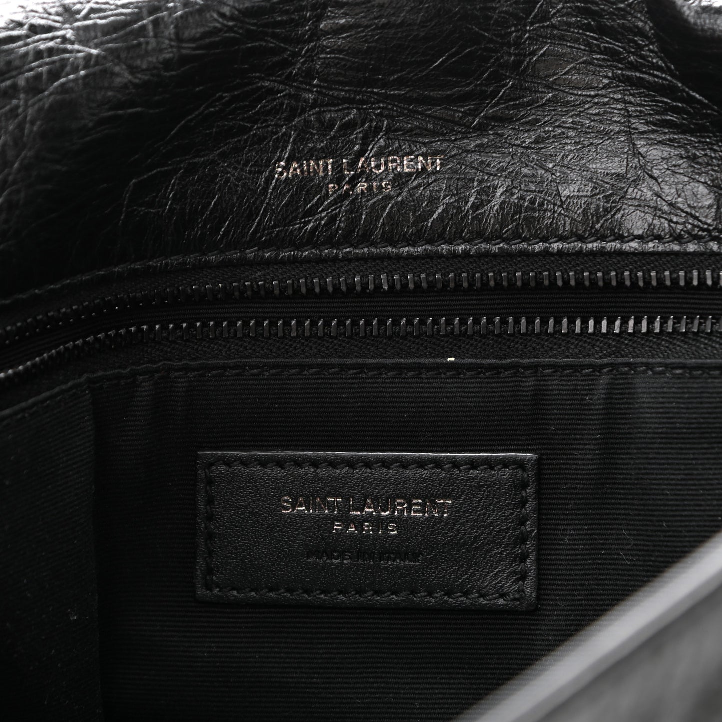Crinkled Calfskin Matelasse Monogram Medium Niki Chain Satchel Black