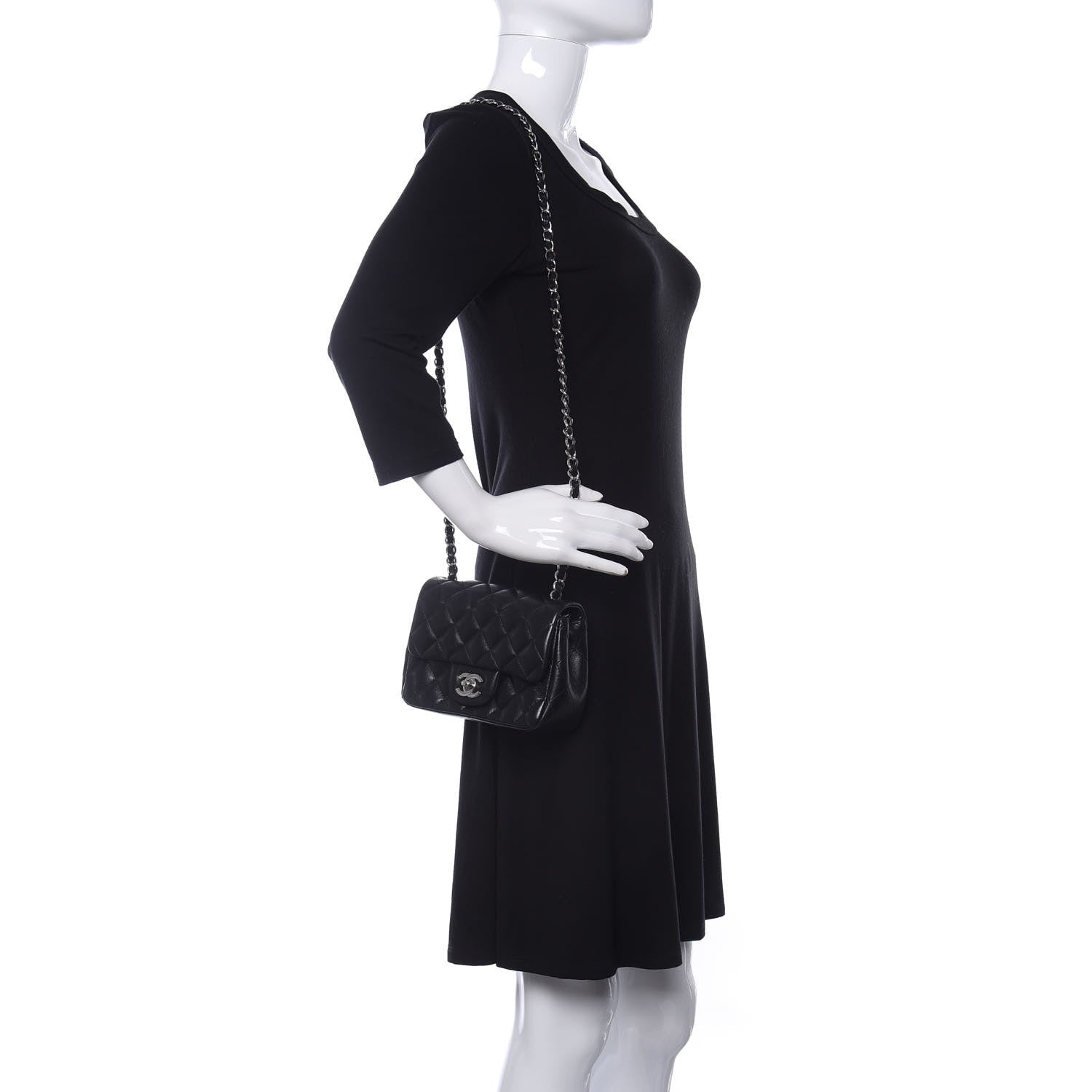 Chanel Lambskin Quilted Mini Square Flap Black 2 of 9