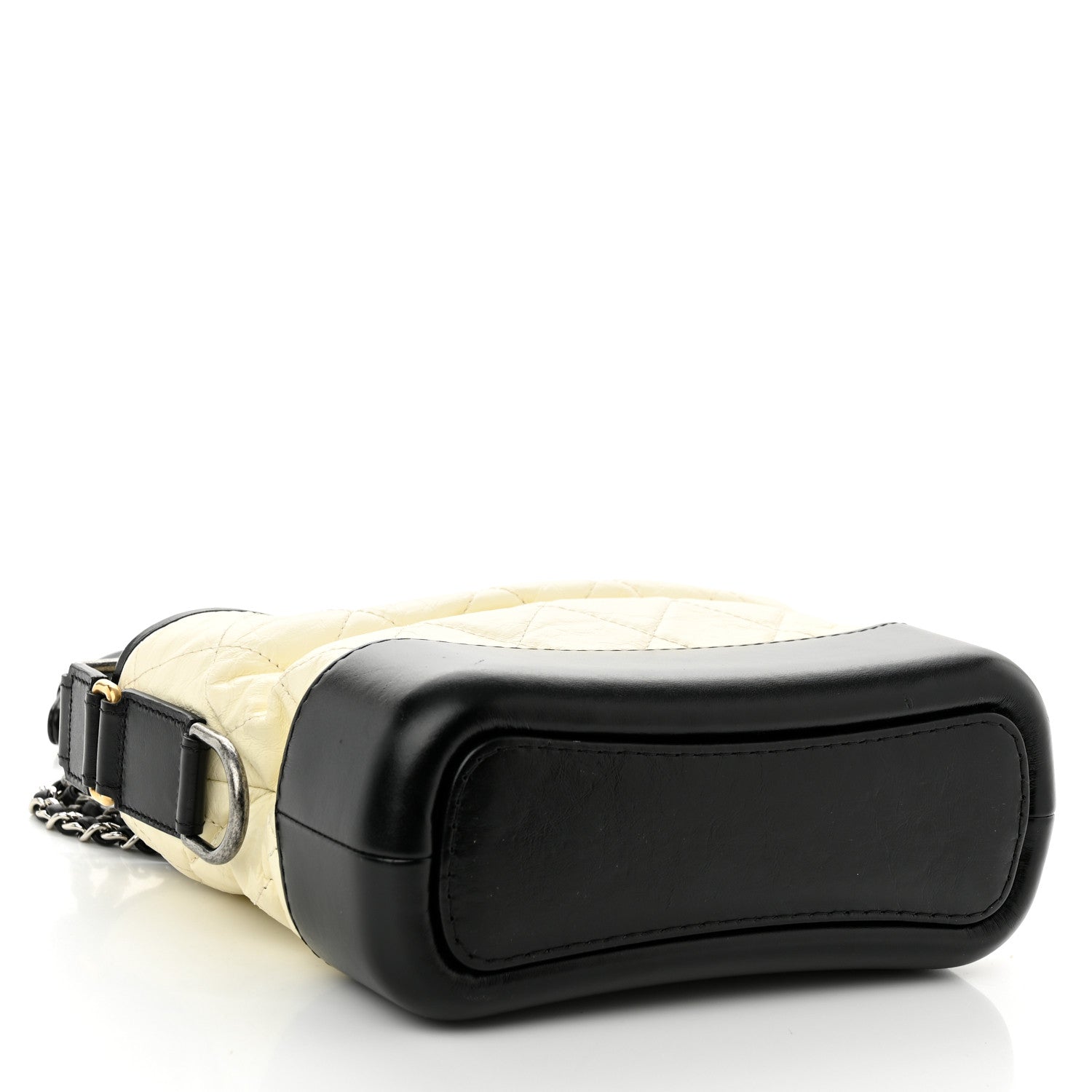 Chanel Aged Calfskin Quilted Small Gabrielle Hobo Black White 4 of 10