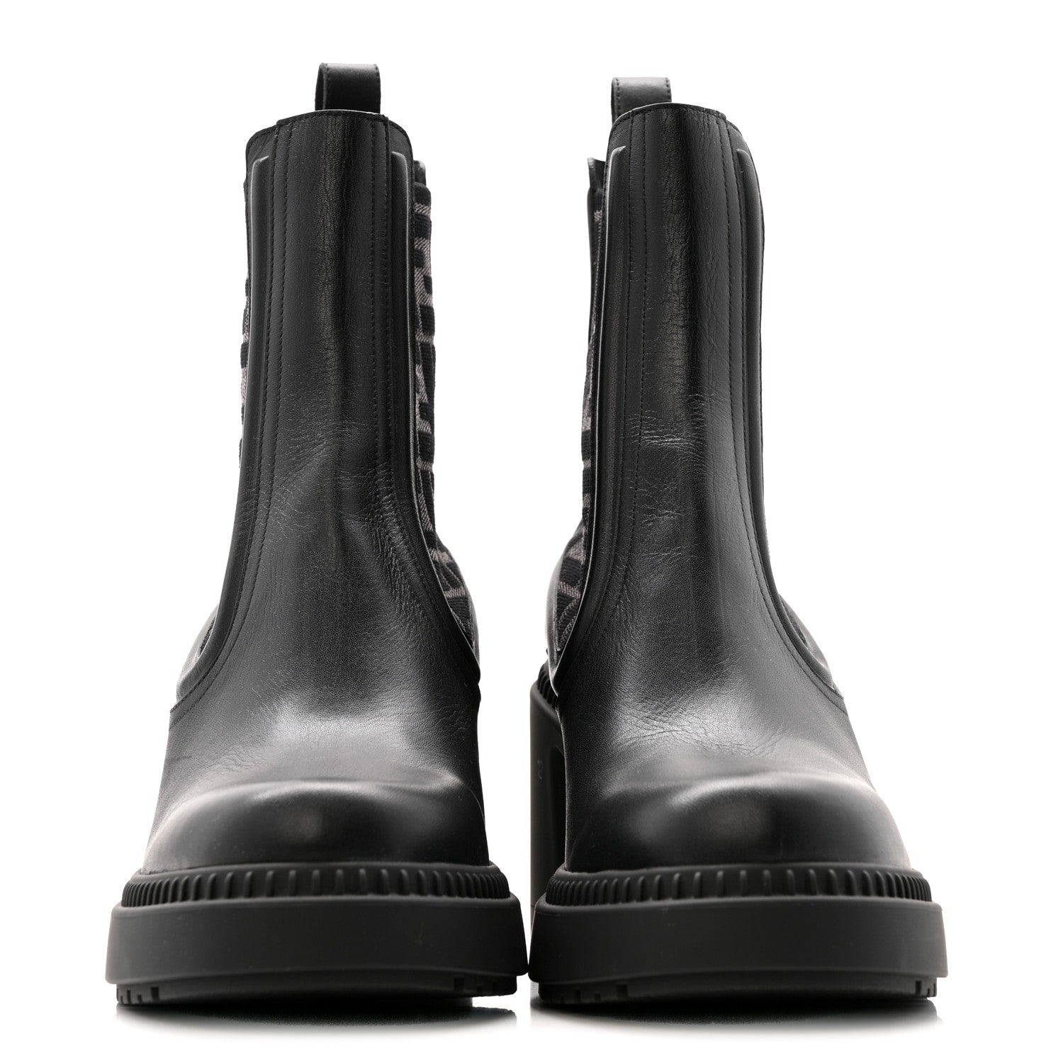 Fendi Vitello Maglia FF Domino Biker Boots 41 Black 3 of 13
