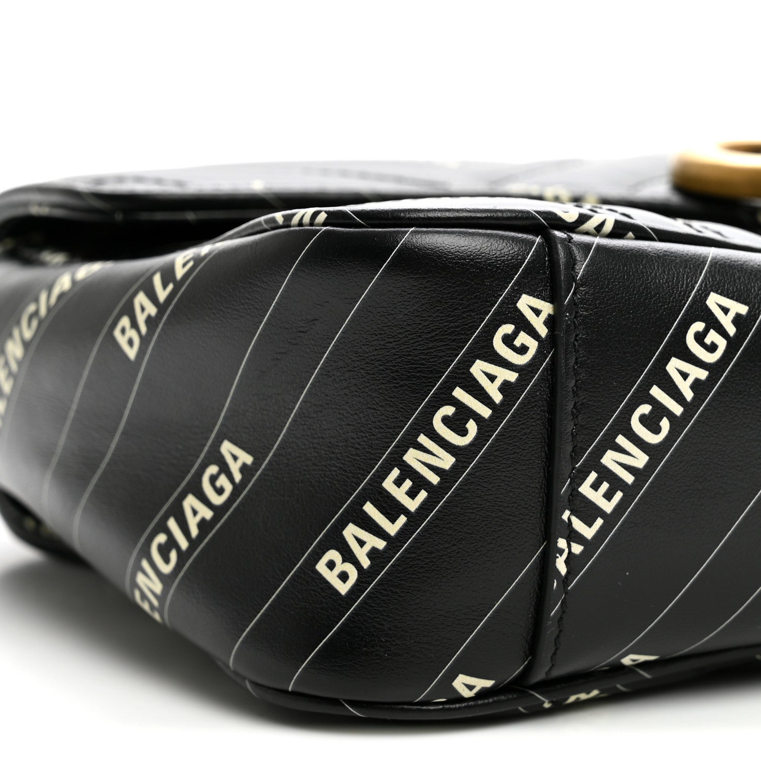Gucci X BALENCIAGA Calfskin Matelasse Logo Print Small GG Marmont Shoulder Bag Black 9 of 10