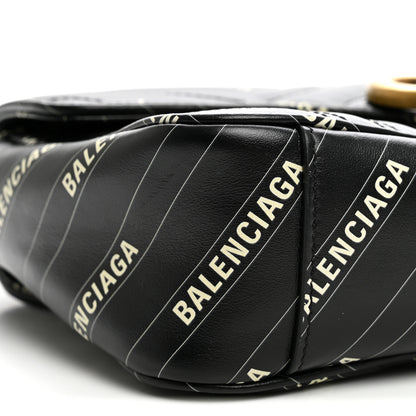 Gucci X BALENCIAGA Calfskin Matelasse Logo Print Small GG Marmont Shoulder Bag Black 9 of 10